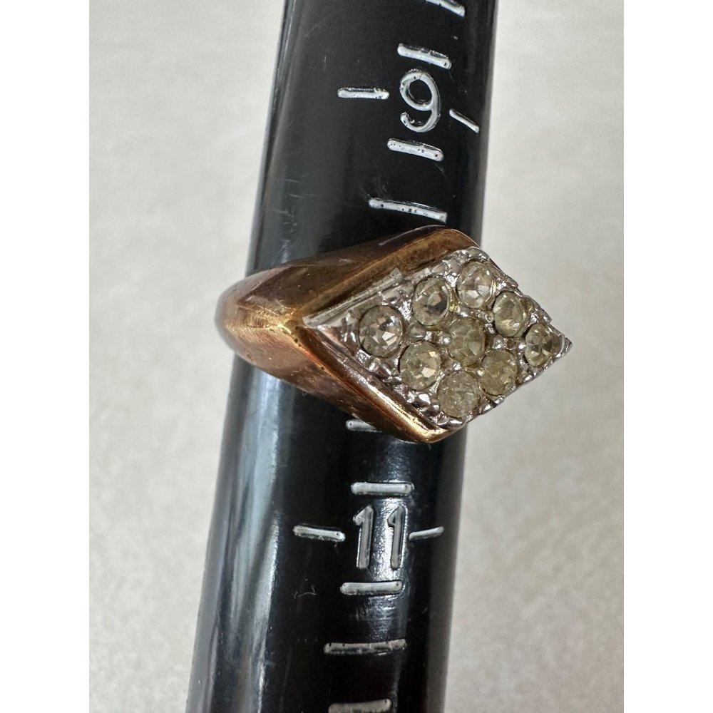 Uncas men's stamped 18kt HGE yellow heavy gold electroplated cubic zirconia ring